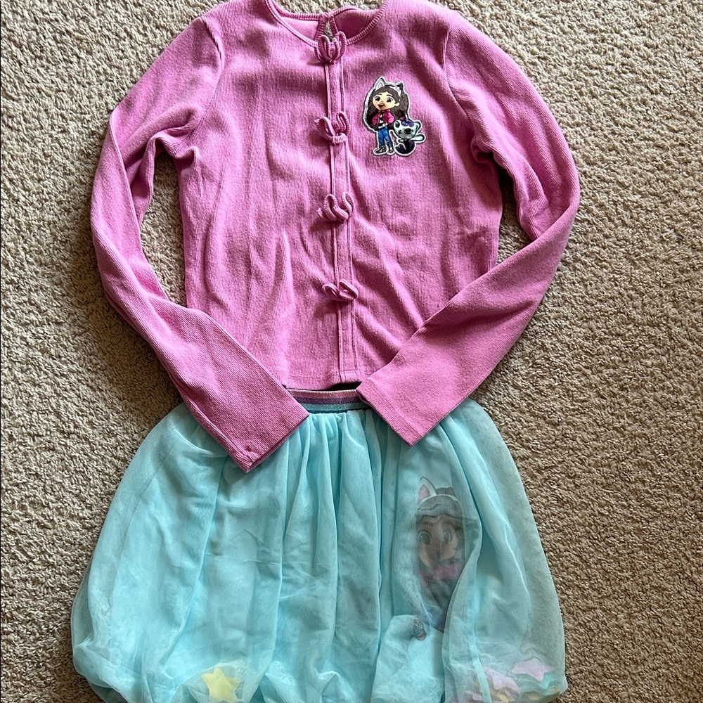 Hybrid Apparel Girls 10/12 Gabby Dollhouse Cardigan Sweater and Bubble Skirt Set